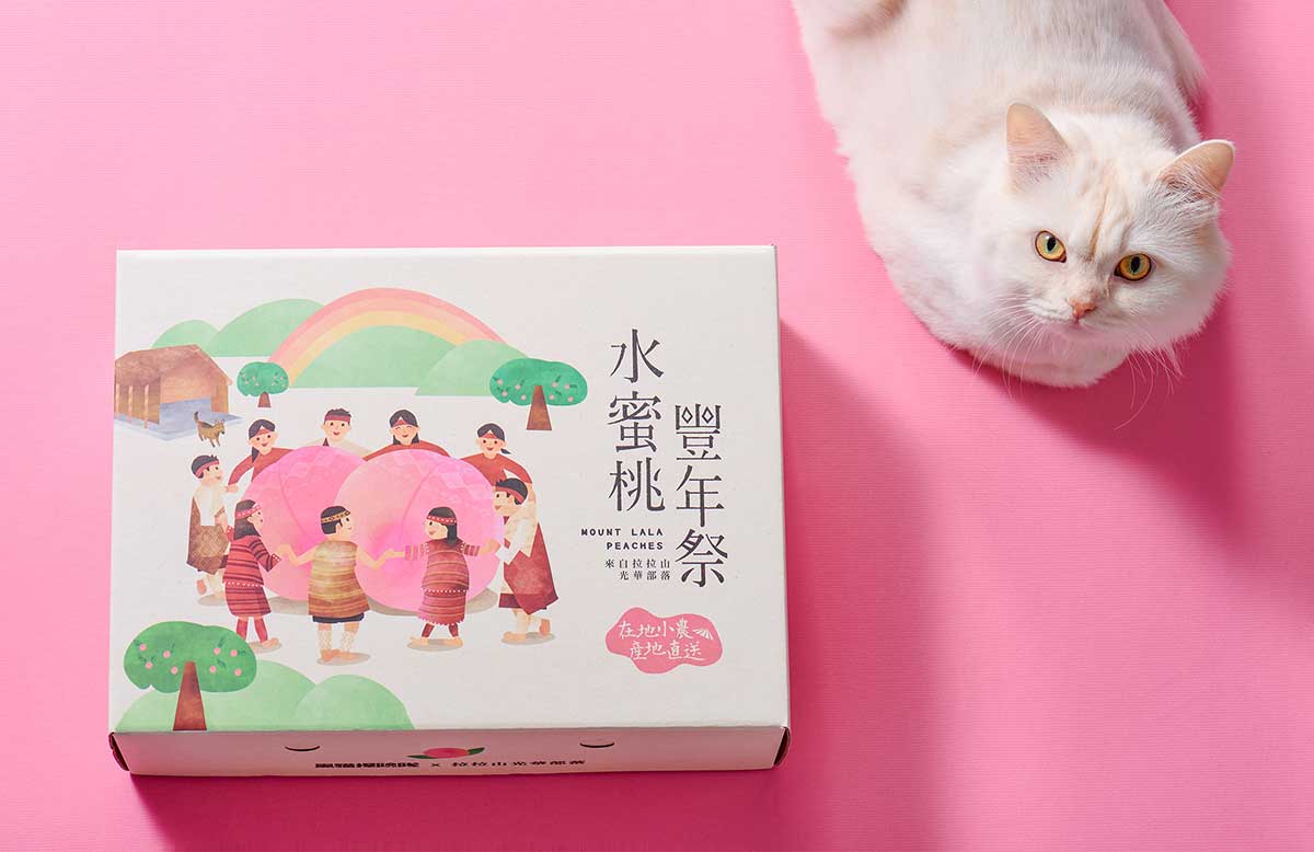水蜜桃豐年祭禮盒插畫包裝設計 水蜜桃豐年祭禮盒插畫包裝設計